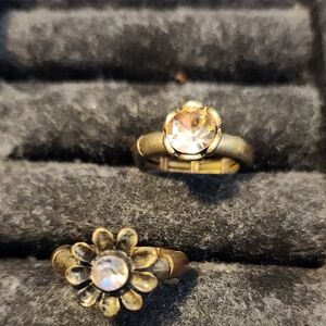 Elegant Gold and Silver Flower Ring Set